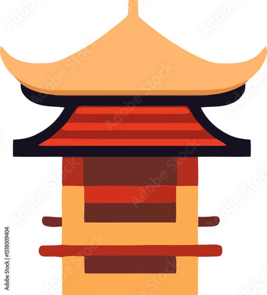 Obraz Chinese traditional house with elegant roof design, showcasing architectural beauty and cultural significance in a serene setting