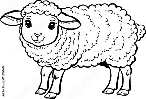 Obraz Vector isolated illustration of a cartoon sheep coloring page.
