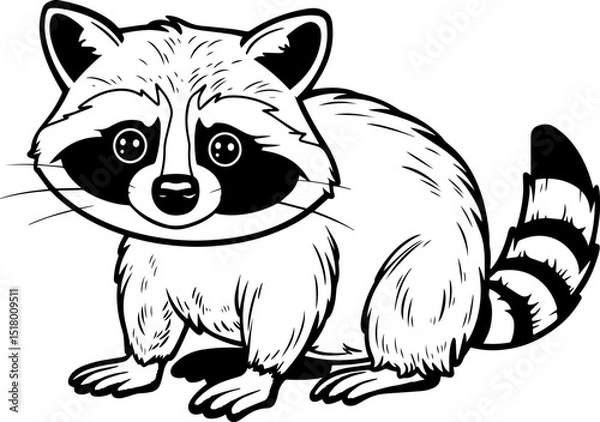 Obraz Vector isolated illustration of a cartoon raccoon coloring page.