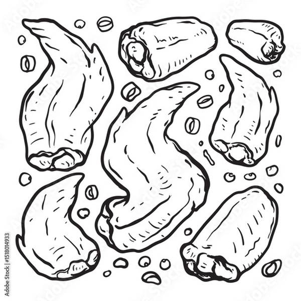 Obraz Chicken wings doodle, buffalo wings