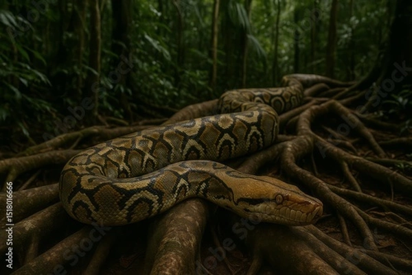 Fototapeta Python in Rainforest