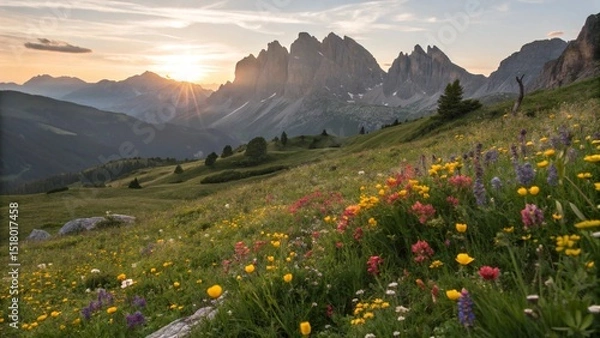 Obraz alpine meadow with flowers