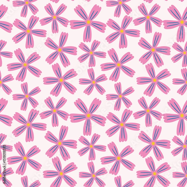 Fototapeta Simple pink flower seamless pattern background for textile, print, banner, wrapping paper, wallpaper.