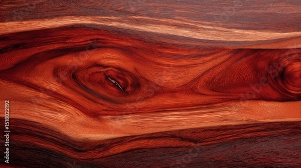Fototapeta Rich reddish wood surface displaying exquisite natural grain and distinctive knot