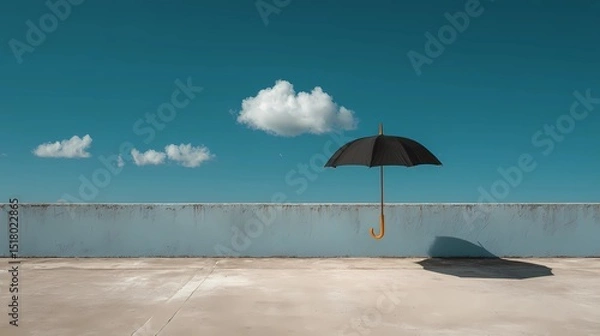 Obraz Single open umbrella centered on neutral background, ideal for clean graphic design, product mockups, or symbolic visual messaging.
