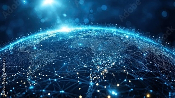 Fototapeta Global digital network connection, futuristic concept â€“ The power of connectivity. 