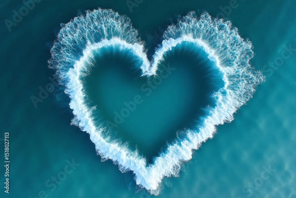 Fototapeta heart shaped wave in the middle of the ocean