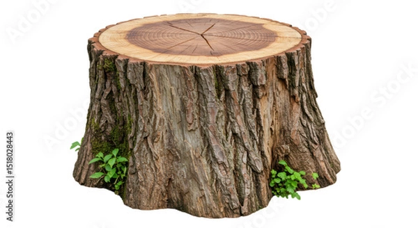Fototapeta Isolated Tree Stump with Greenery