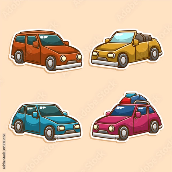 Obraz Sedan car collection doodle set