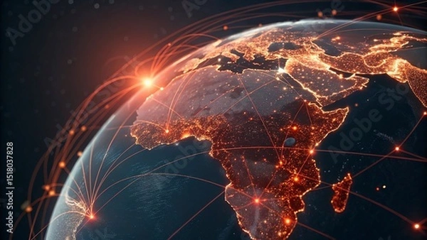 Obraz Global network connection over planet Earth. Globalization concept. 3D Rendering,Global network connection covering the earth. 3D illustration. 