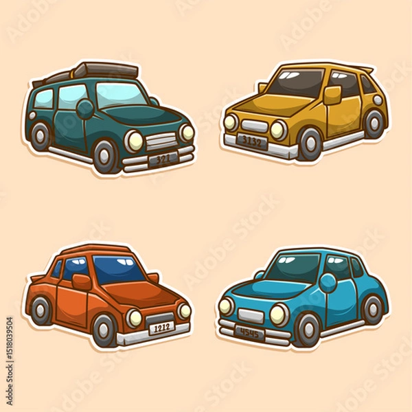 Obraz Car doodle sticker collection set