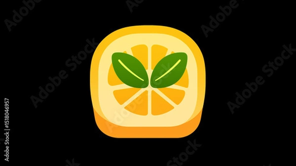 Fototapeta Lemon fruit illustrated in a clean, flat style for use in culinary apps and digital platforms.

