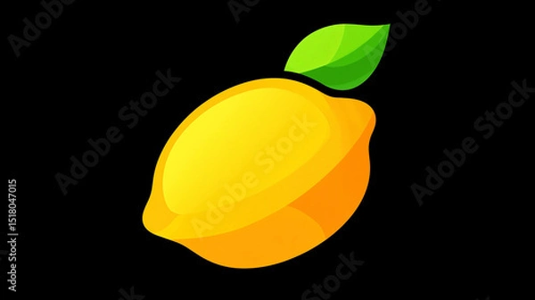 Fototapeta Flat color icon of a lemon citrus fruit, perfect for food-related apps and websites.

