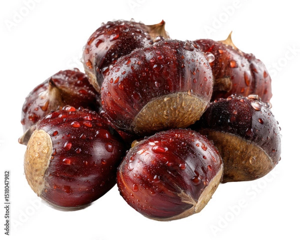 Obraz Harvesting fresh chestnuts autumn market food rustic delicacy isolated on transparent background