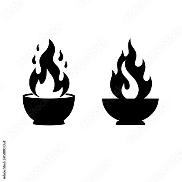 Obraz Fire Bowl Flame Icon Set Vector Illustration