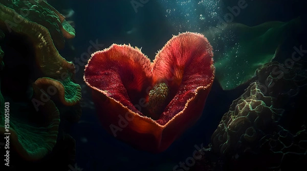 Obraz Heart Shaped Underwater Flower With Glowing Coral