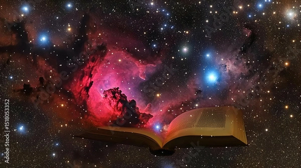 Obraz Open Book Among Nebula Stars In Space