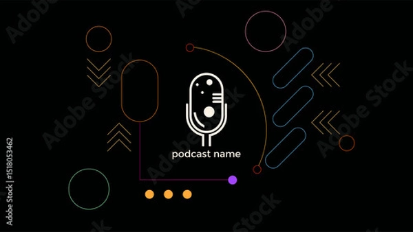 Fototapeta ABSTRACT TEMPLATE PODCAST MICROPHONE FLAT COLOR LIQUID DESIGN DARK BACKGROUND VECTOR. GOOD FOR COVER DESIGN, BANNER, WEB,SOCIAL MEDIA