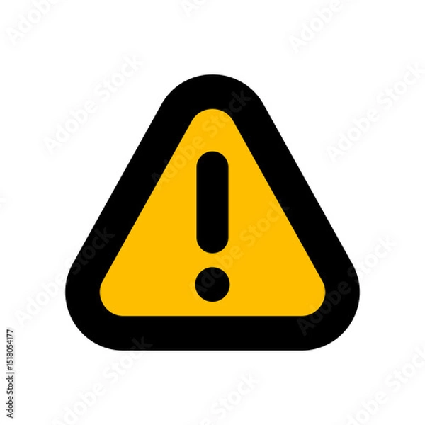 Obraz Yellow warning sign or badge vector. Black exclamation mark icon. Caution or attention symbol