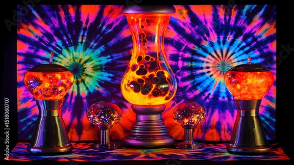 Obraz Colorful Lava Lamps And Tie Dye Display