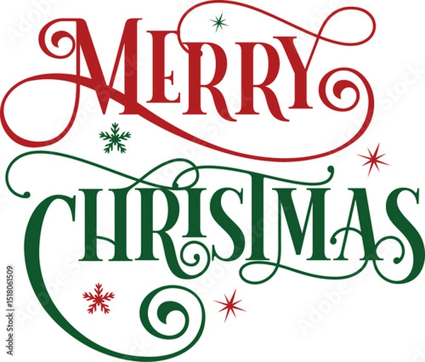 Fototapeta Merry christmas festive design elements red green file