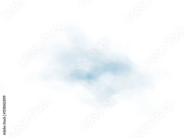 Fototapeta Light Blue Smoke PNG Transparent Cloud Effect with Soft Mist and Vapor Texture on White Background