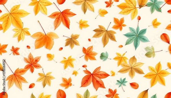 Obraz Autumn leaves seamless pattern background