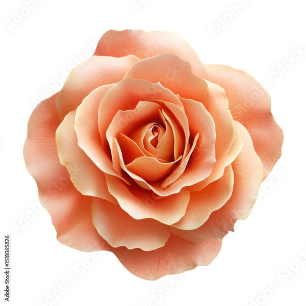 Fototapeta Realistic top view of rose on white background high quality photography
