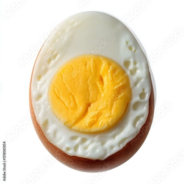 Obraz Delicious fresh egg on a rustic plate, bright yolk center, perfect for breakfast or culinary presentations, inviting and warm.