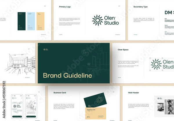 Fototapeta Minimal and Clean Interior Brand Guidelines Presentation Template