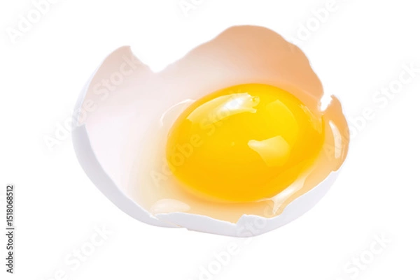 Obraz  broken egg with bright yellow yolk isolated on white background