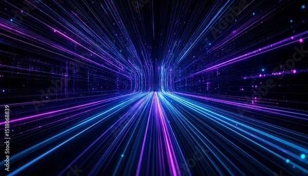 Fototapeta Dynamic abstract illustration of a glowing light tunnel, perfect for a digital background