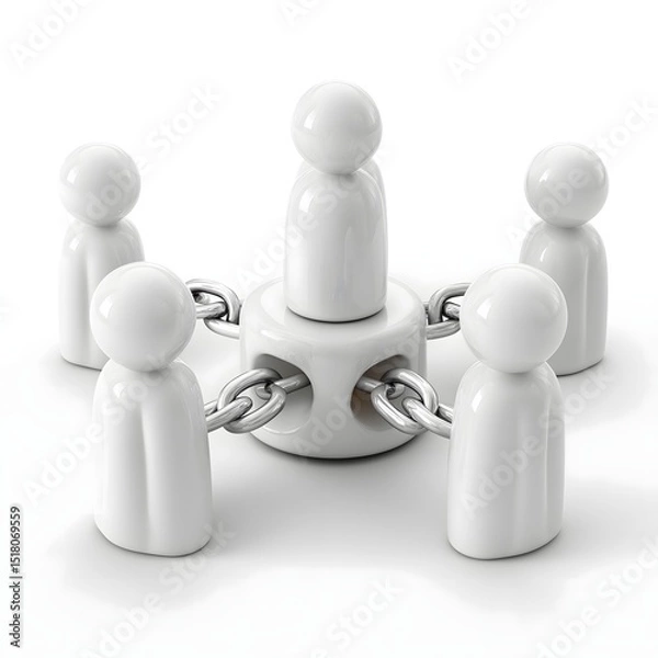 Obraz Group of abstract figures in a circular arrangement, minimalist design emphasizing collaboration and teamwork dynamics.
