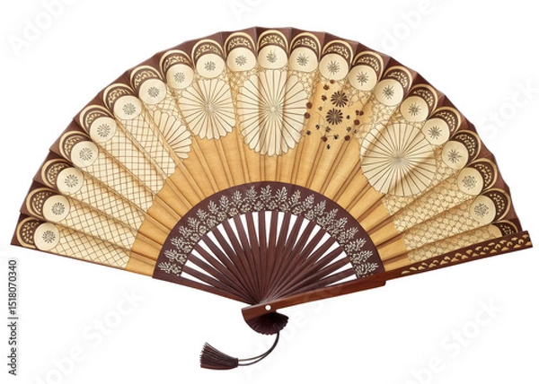 Obraz Folding hand fan isolated on transparent background.