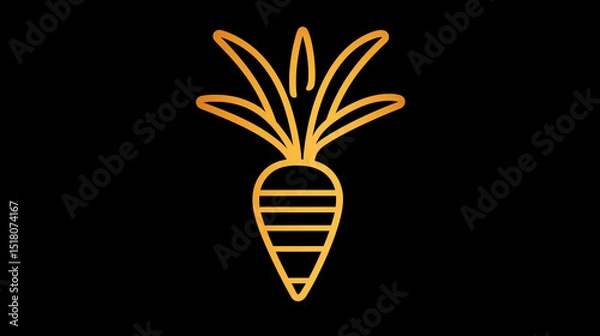 Fototapeta Minimalist vector illustration featuring a bright orange carrot icon.

