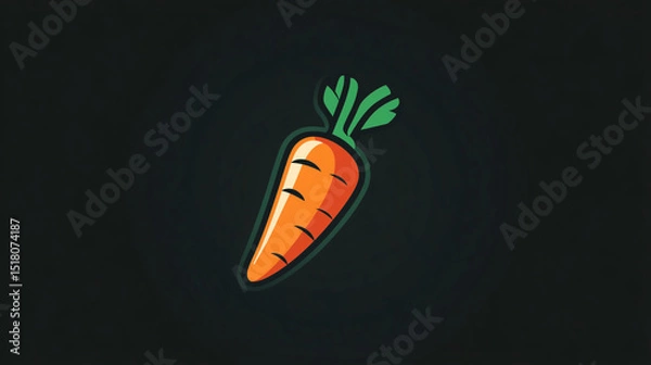 Fototapeta Flat-style carrot icon created as a vector illustration for digital use.

