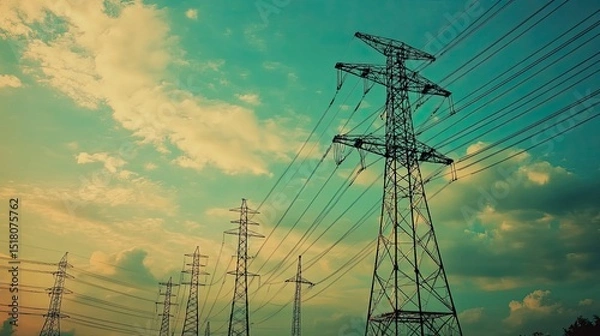 Fototapeta Renewable Power Grids: Showcase the Future of Green Energy Distribution for Sustainable Solutions