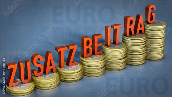 Obraz Euromünzen mit dem Wort Zusatzbeitrag