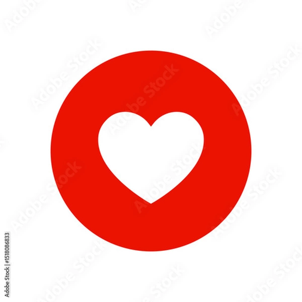 Obraz White heart in red circle vector icon