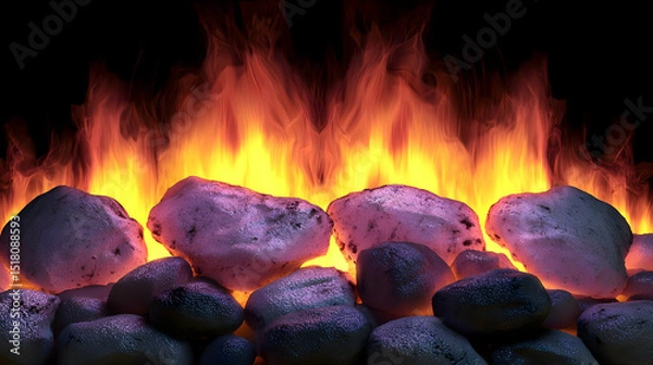 Obraz Glowing Purple Stones In A Fire Simulation