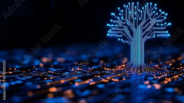 Fototapeta Futuristic Digital Tree Network Abstract Technology Concept Artwork