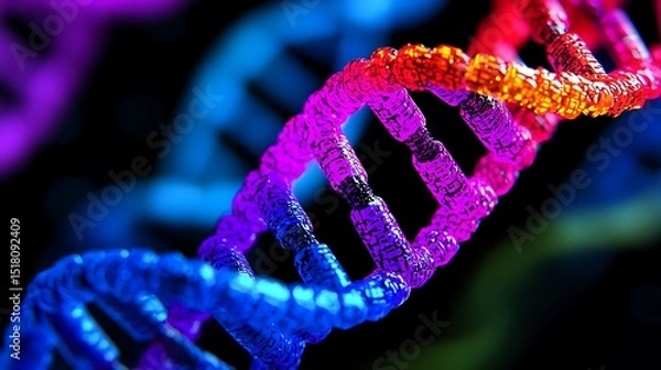 Fototapeta Vibrant Colorful DNA Helix Structure Genetic Code Molecular Biology Science Background