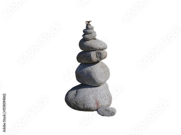 Fototapeta tower with stones balance and harmony isolated on white background
