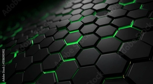Fototapeta Futuristic Geometric Composition With Glowing Hexagons Creating an Infinite Depth