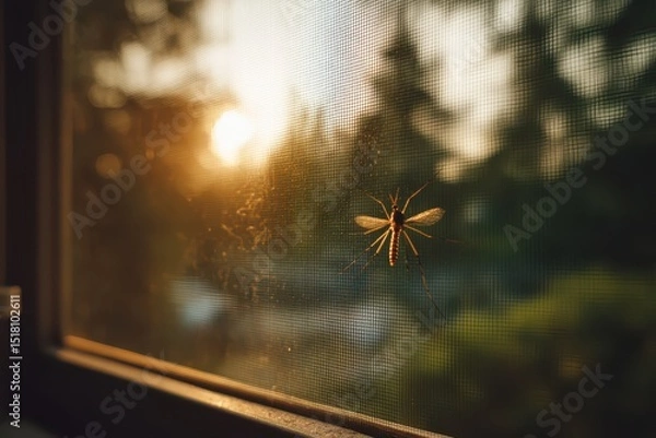 Fototapeta Window mosquito net stops mosquitoes from entering your home