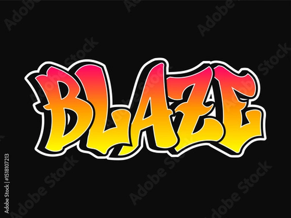 Obraz A striking piece of graffiti art displays the word BLAZE with bright, fiery color gradients.