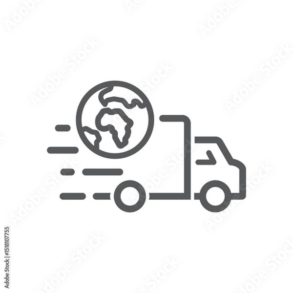 Obraz Global transportation services and delivery truck - logo, design, vector.