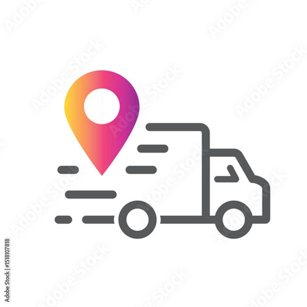 Obraz Pin Delivery truck, Icon, Logo, Design Element.