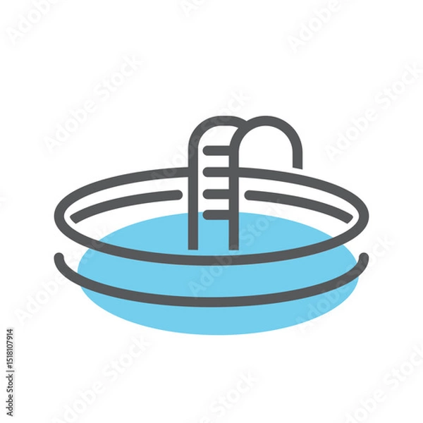 Obraz Swimming pool, jacuzzi, children's inflatable pool, icon, vector.