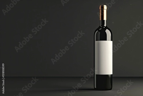 Fototapeta High Definition View of Wine Bottle Mockup Template 3D Render
